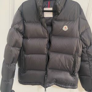 Moncler Black Quilted Puffer Coat with High Neck